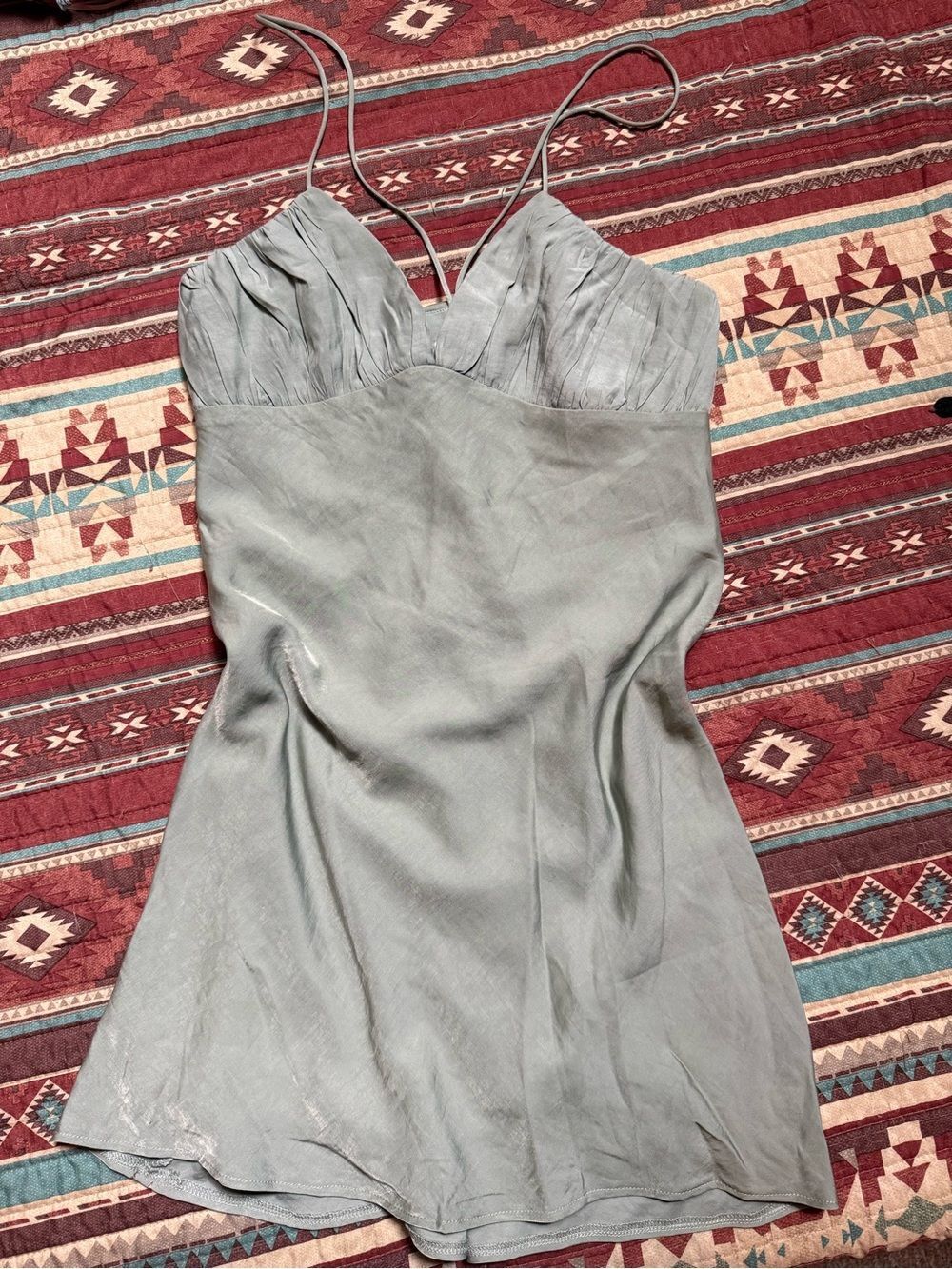 Princess Polly Sage Green Satin Slip Dress with Spaghetti Straps size 10